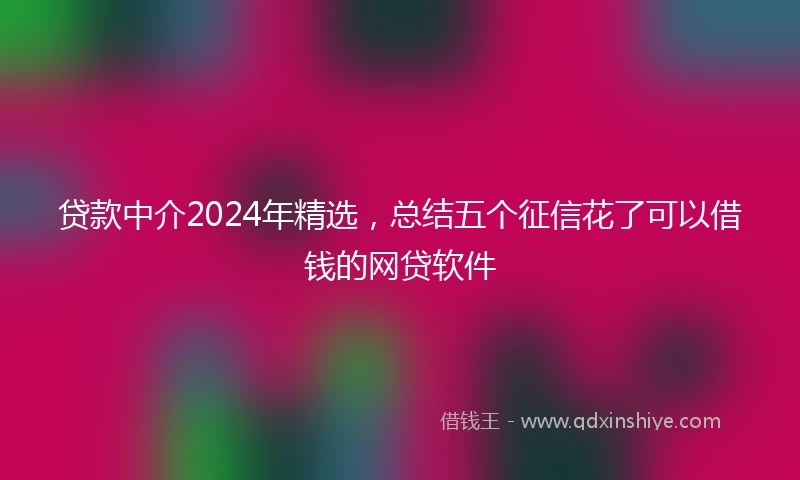 贷款中介2024年精选，总结五个征信花了可以借钱的网贷软件