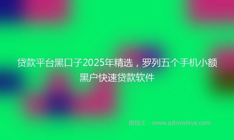 贷款平台黑口子2025年精选，罗列五个手机小额黑户快速贷款软件