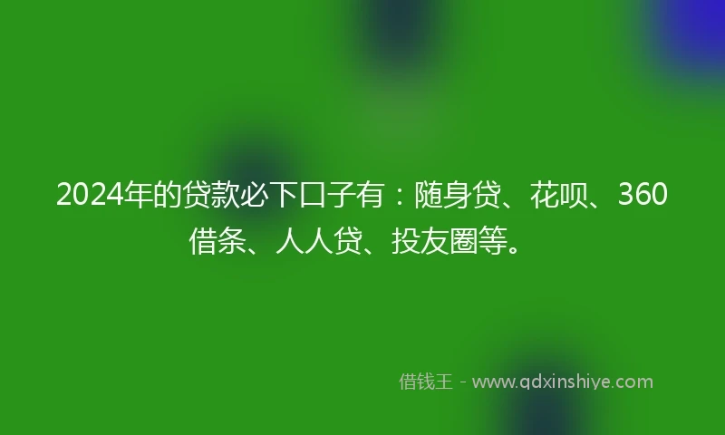 2024年的贷款必下口子有：随身贷、花呗、360借条、人人贷、投友圈等。