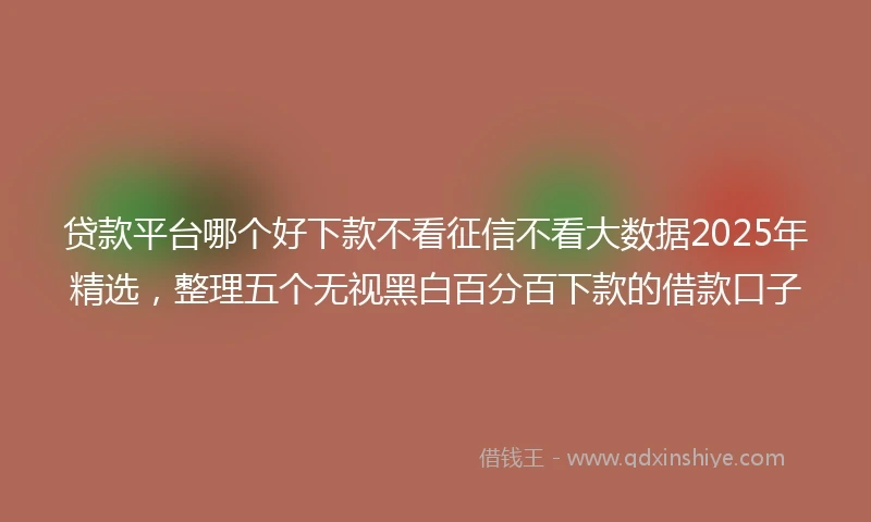 贷款平台哪个好下款不看征信不看大数据2025年精选，整理五个无视黑白百分百下款的借款口子