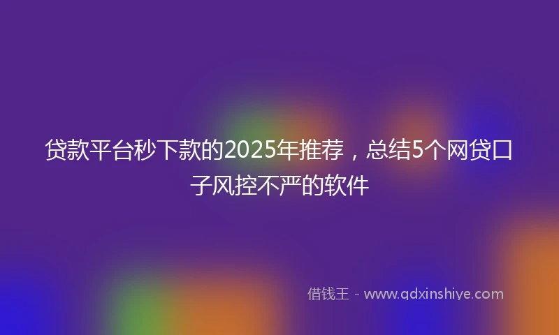 贷款平台秒下款的2025年推荐，总结5个网贷口子风控不严的软件
