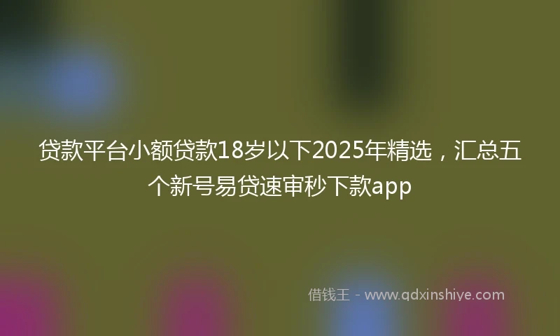 贷款平台小额贷款18岁以下2025年精选，汇总五个新号易贷速审秒下款app