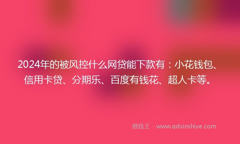 2024年的被风控什么网贷能下款有：小花钱包、信用卡贷、分期乐、百度有钱花、超人卡等。