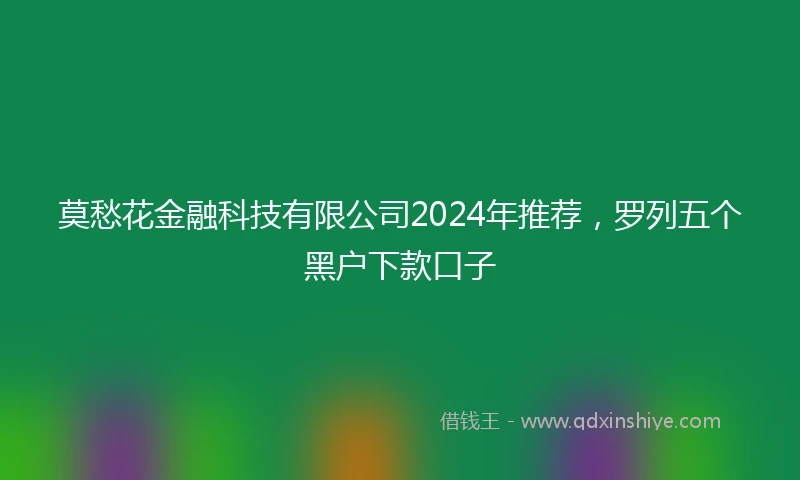 莫愁花金融科技有限公司2024年推荐，罗列五个黑户下款口子