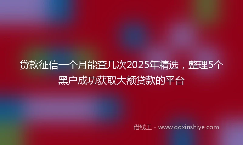 贷款征信一个月能查几次2025年精选,整理5个黑户成功获取大额贷款的平台