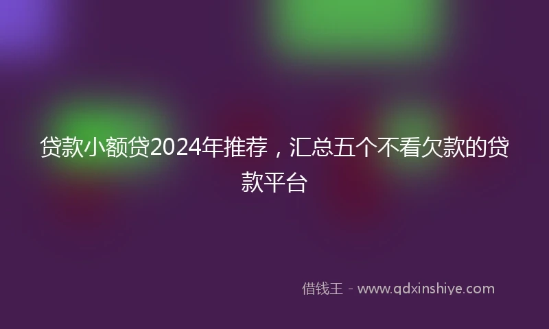 贷款小额贷2024年推荐,汇总五个不看欠款的贷款平台