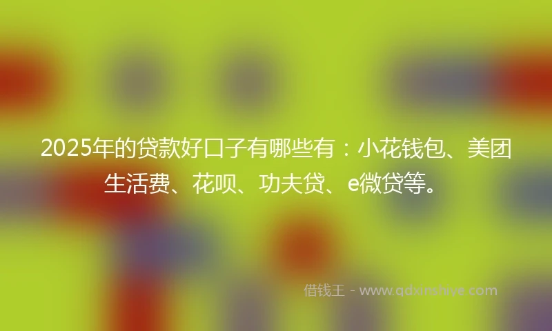 2025年的贷款好口子有哪些有：小花钱包、美团生活费、花呗、功夫贷、e微贷等。