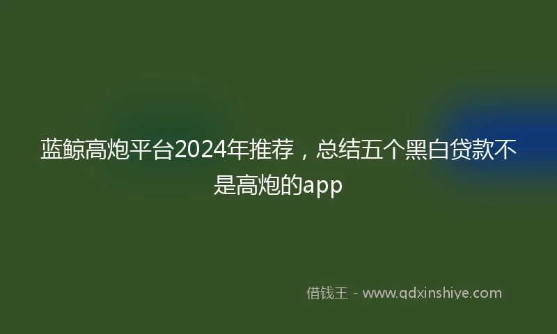 蓝鲸高炮平台2024年推荐，总结五个黑白贷款不是高炮的app