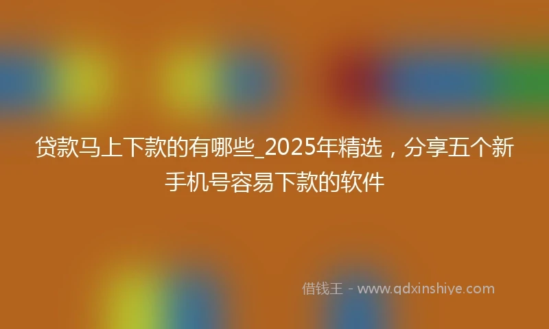 贷款马上下款的有哪些_2025年精选，分享五个新手机号容易下款的软件