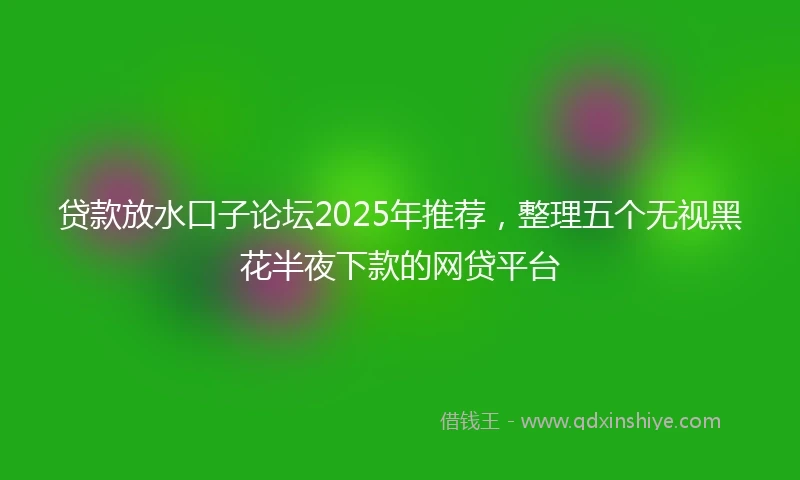 贷款放水口子论坛2025年推荐，整理五个无视黑花半夜下款的网贷平台