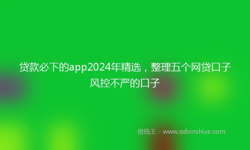 贷款必下的app2024年精选，整理五个网贷口子风控不严的口子