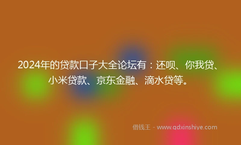 2024年的贷款口子大全论坛有：还呗、你我贷、小米贷款、京东金融、滴水贷等。