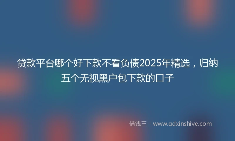 贷款平台哪个好下款不看负债2025年精选，归纳五个无视黑户包下款的口子