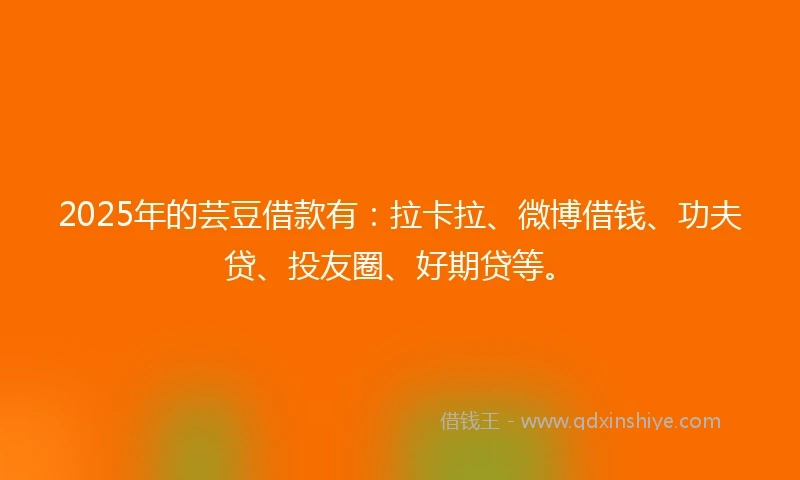 2025年的芸豆借款有：拉卡拉、微博借钱、功夫贷、投友圈、好期贷等。