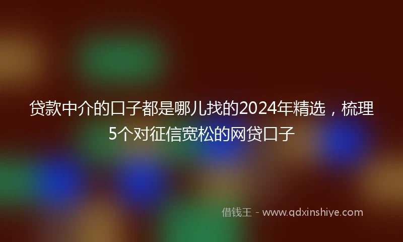 贷款中介的口子都是哪儿找的2024年精选，梳理5个对征信宽松的网贷口子