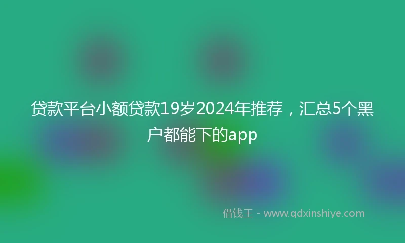 贷款平台小额贷款19岁2024年推荐，汇总5个黑户都能下的app