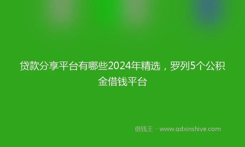 贷款分享平台有哪些2024年精选，罗列5个公积金借钱平台