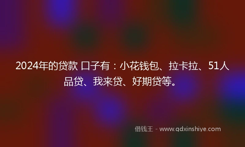 2024年的贷款 口子有：小花钱包、拉卡拉、51人品贷、我来贷、好期贷等。