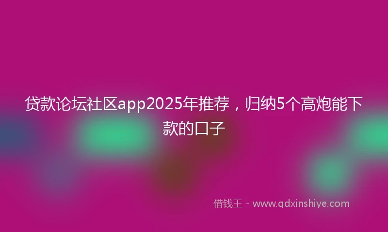 贷款论坛社区app2025年推荐，归纳5个高炮能下款的口子