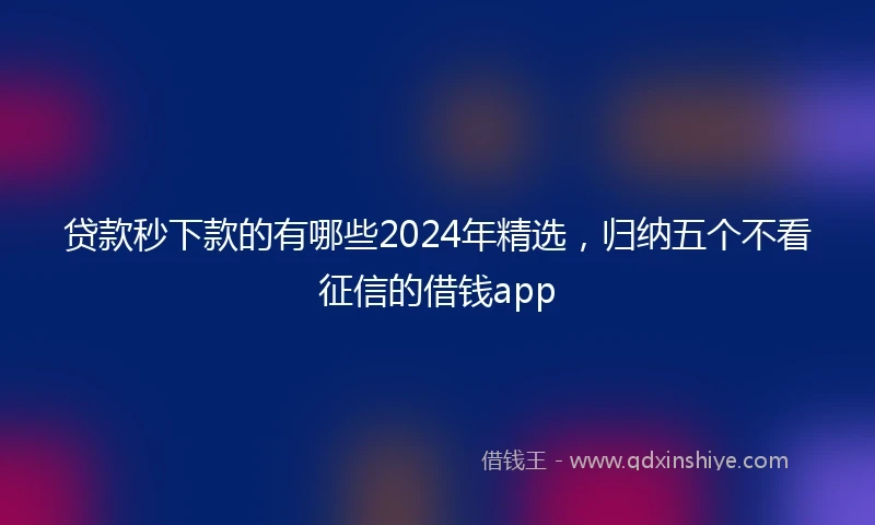 贷款秒下款的有哪些2024年精选，归纳五个不看征信的借钱app