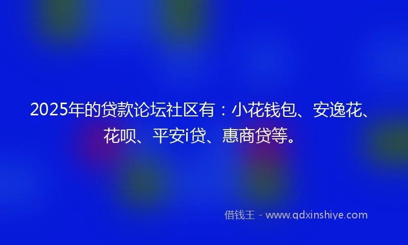 2025年的贷款论坛社区有：小花钱包、安逸花、花呗、平安i贷、惠商贷等。
