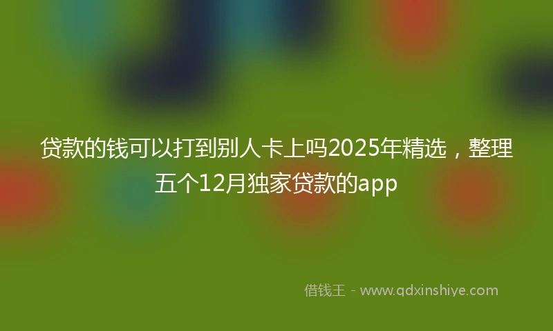 贷款的钱可以打到别人卡上吗2025年精选，整理五个12月独家贷款的app