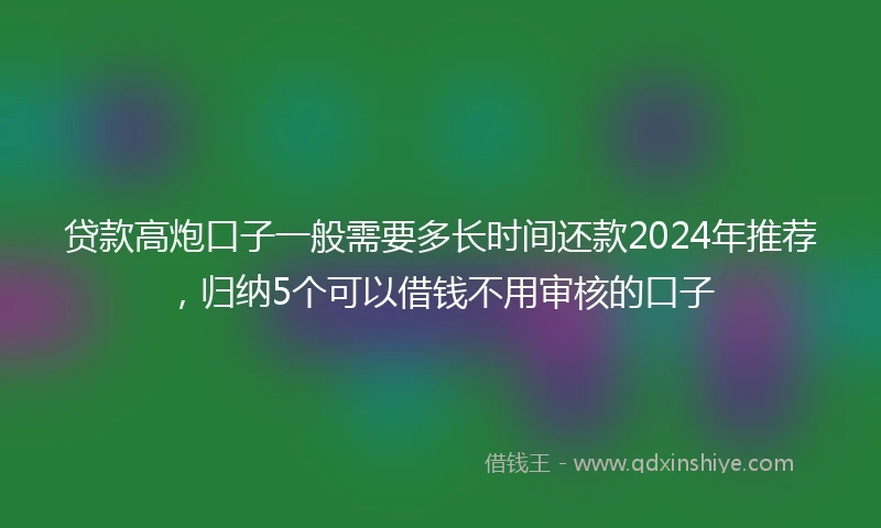 贷款高炮口子一般需要多长时间还款2024年推荐，归纳5个可以借钱不用审核的口子