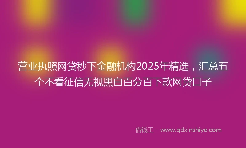 营业执照网贷秒下金融机构2025年精选，汇总五个不看征信无视黑白百分百下款网贷口子