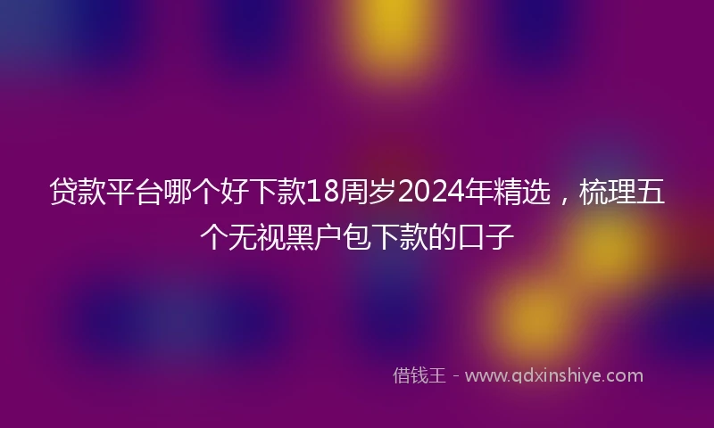 贷款平台哪个好下款18周岁2024年精选，梳理五个无视黑户包下款的口子