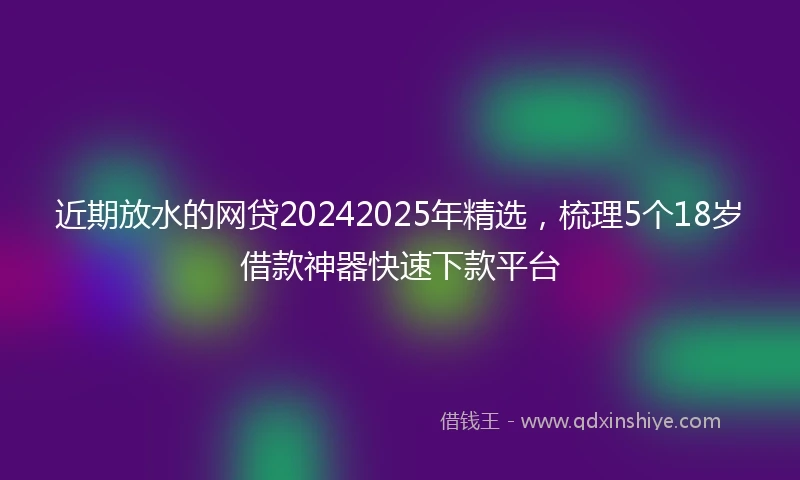 近期放水的网贷20242025年精选，梳理5个18岁借款神器快速下款平台