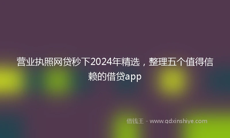 营业执照网贷秒下2024年精选，整理五个值得信赖的借贷app