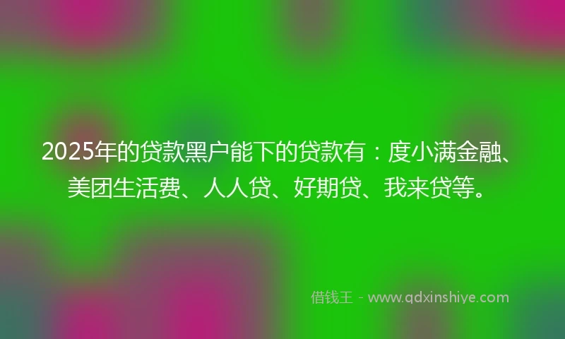 2025年的贷款黑户能下的贷款有：度小满金融、美团生活费、人人贷、好期贷、我来贷等。