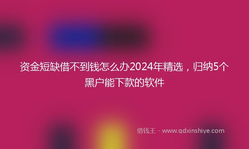 资金短缺借不到钱怎么办2024年精选，归纳5个黑户能下款的软件