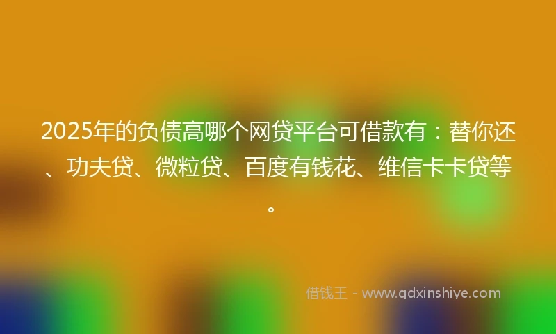 2025年的负债高哪个网贷平台可借款有：替你还、功夫贷、微粒贷、百度有钱花、维信卡卡贷等。
