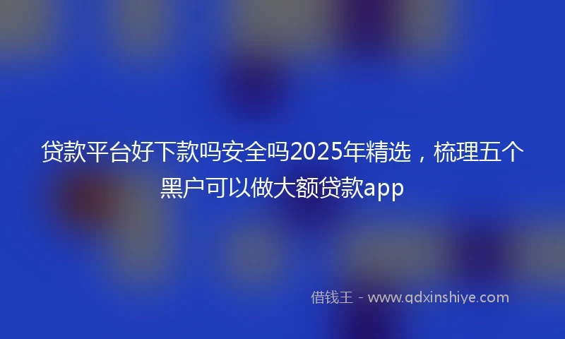 贷款平台好下款吗安全吗2025年精选，梳理五个黑户可以做大额贷款app