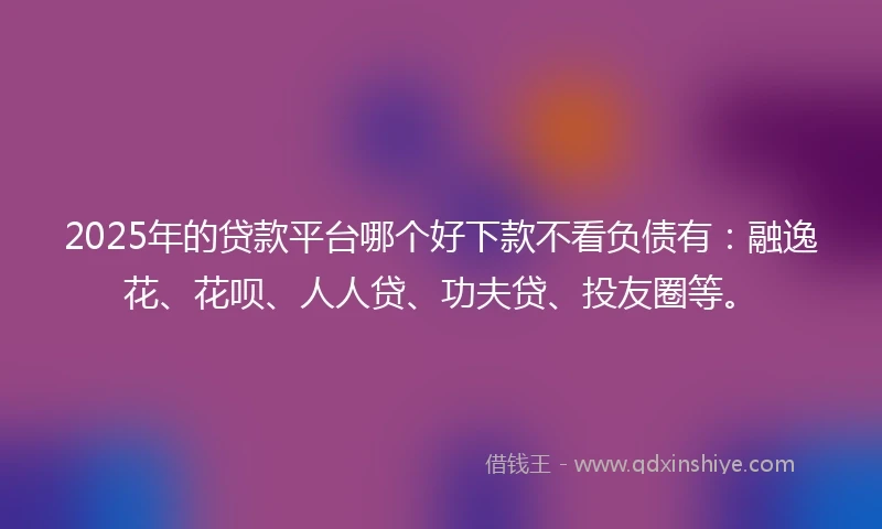 2025年的贷款平台哪个好下款不看负债有：融逸花、花呗、人人贷、功夫贷、投友圈等。
