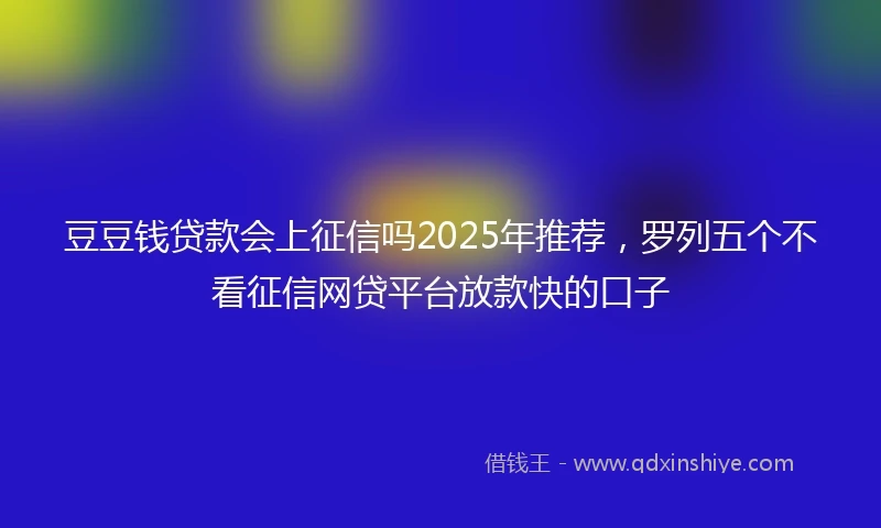 豆豆钱贷款会上征信吗2025年推荐，罗列五个不看征信网贷平台放款快的口子