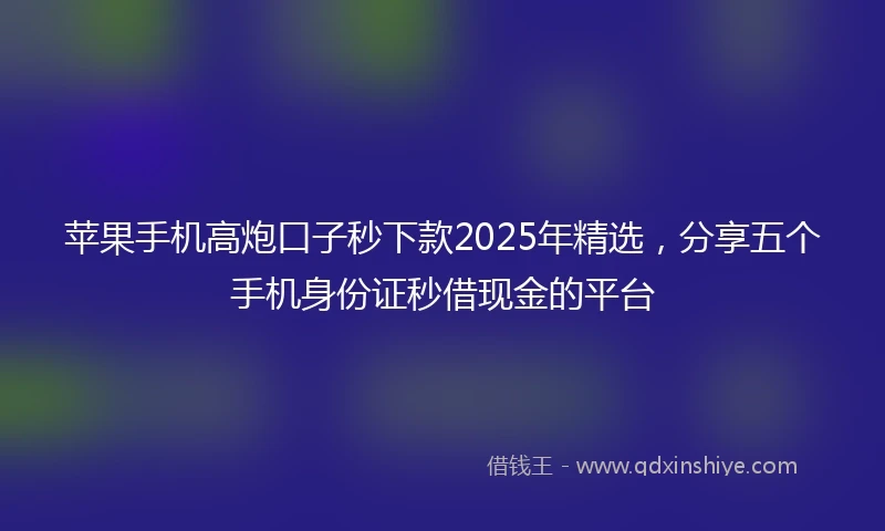 苹果手机高炮口子秒下款2025年精选，分享五个手机身份证秒借现金的平台