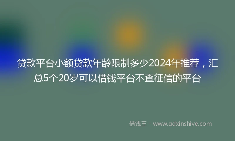 贷款平台小额贷款年龄限制多少2024年推荐，汇总5个20岁可以借钱平台不查征信的平台