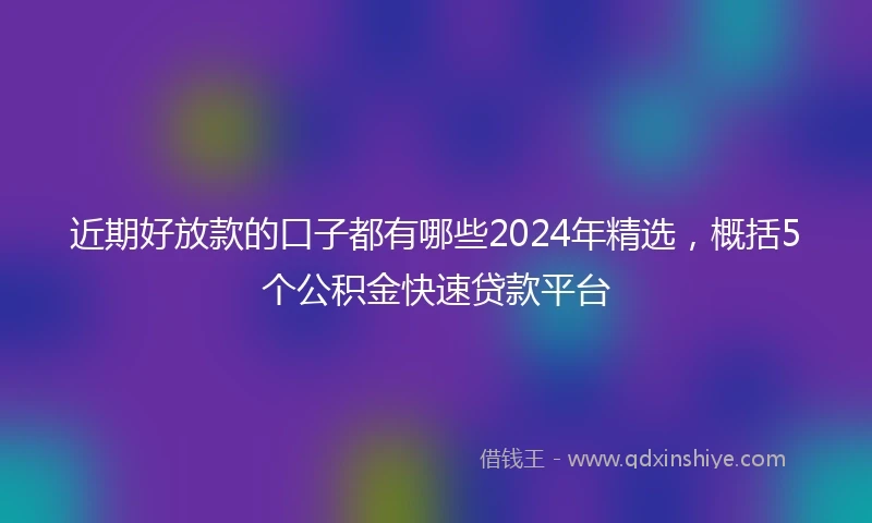 近期好放款的口子都有哪些2024年精选，概括5个公积金快速贷款平台