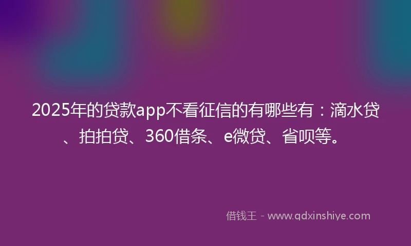 2025年的贷款app不看征信的有哪些有：滴水贷、拍拍贷、360借条、e微贷、省呗等。
