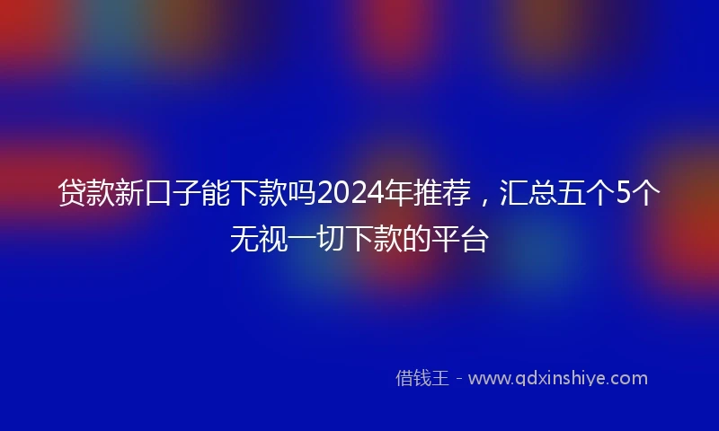 贷款新口子能下款吗2024年推荐，汇总五个5个无视一切下款的平台