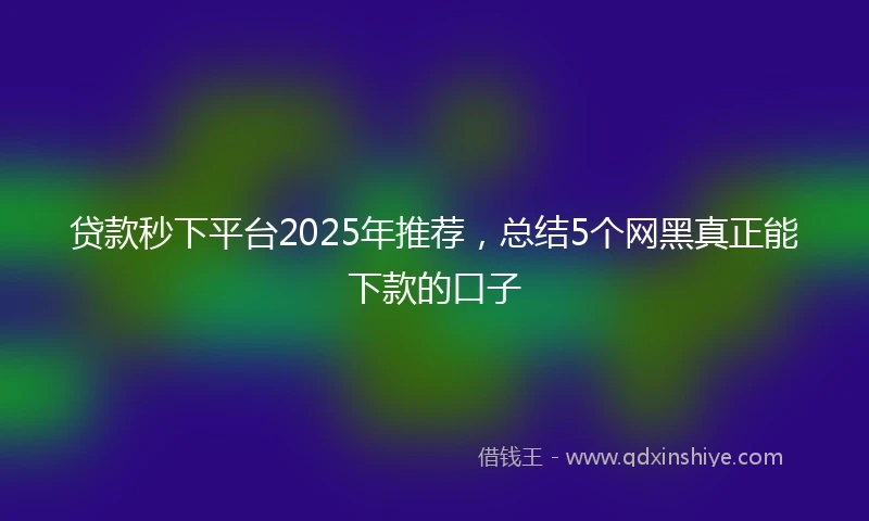 贷款秒下平台2025年推荐，总结5个网黑真正能下款的口子