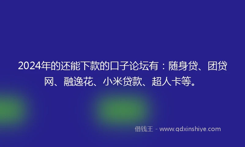 2024年的还能下款的口子论坛有：随身贷、团贷网、融逸花、小米贷款、超人卡等。