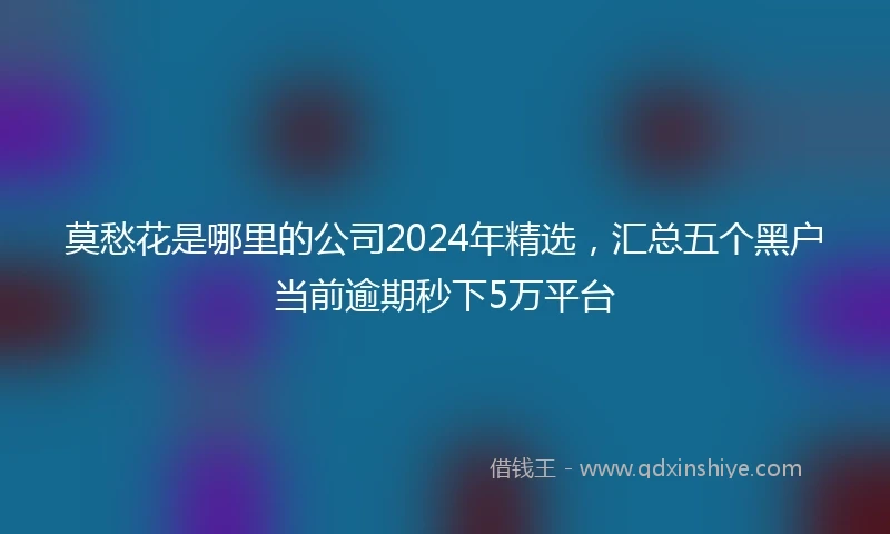 莫愁花是哪里的公司2024年精选，汇总五个黑户当前逾期秒下5万平台