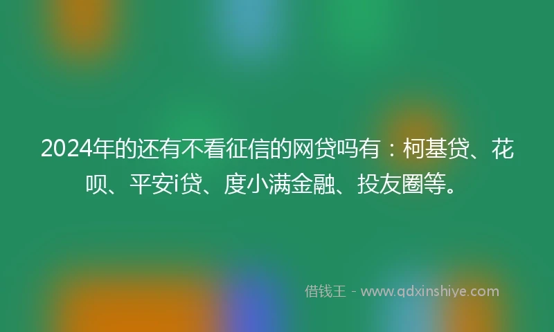 2024年的还有不看征信的网贷吗有：柯基贷、花呗、平安i贷、度小满金融、投友圈等。