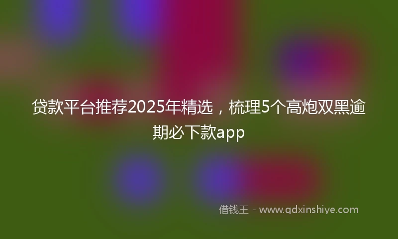 贷款平台推荐2025年精选，梳理5个高炮双黑逾期必下款app