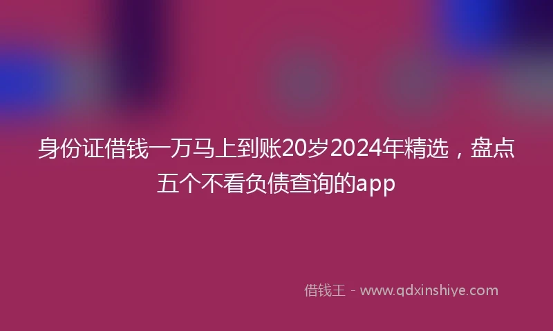 身份证借钱一万马上到账20岁2024年精选，盘点五个不看负债查询的app