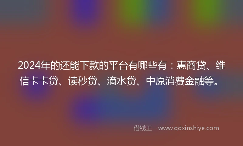 2024年的还能下款的平台有哪些有：惠商贷、维信卡卡贷、读秒贷、滴水贷、中原消费金融等。