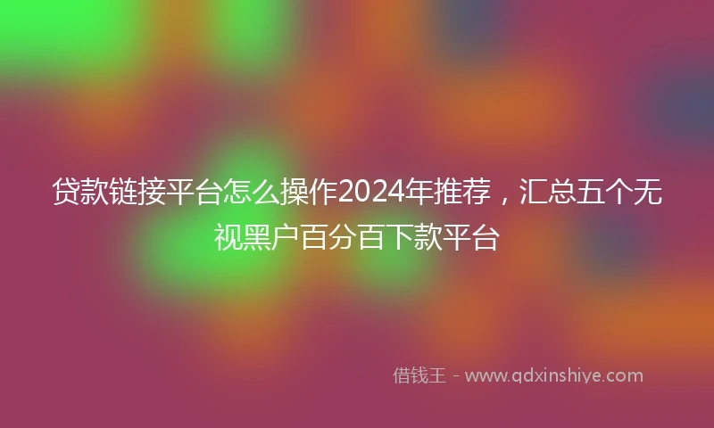 贷款链接平台怎么操作2024年推荐，汇总五个无视黑户百分百下款平台